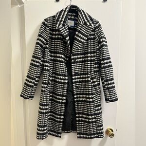 Nine West Women's Black and White Plaid Coat